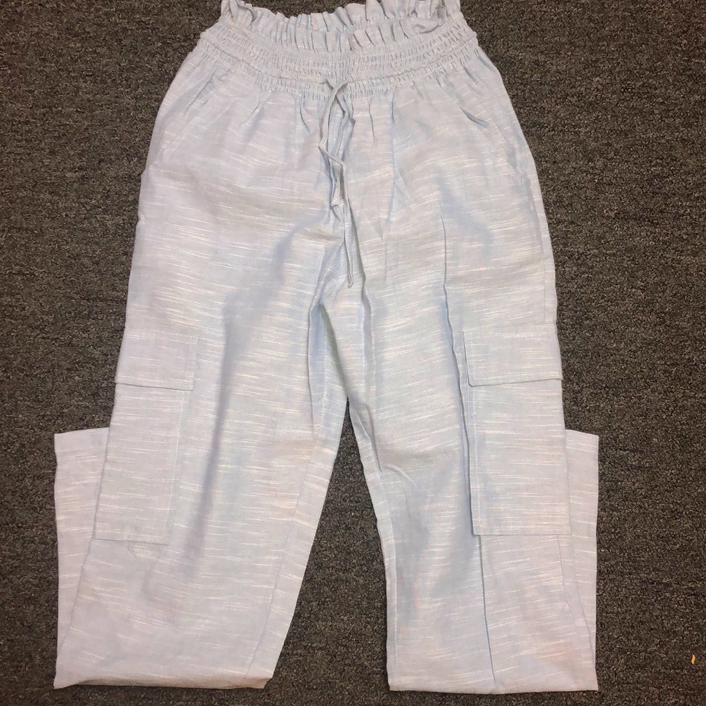 Light blue high waist cargo jogger pants